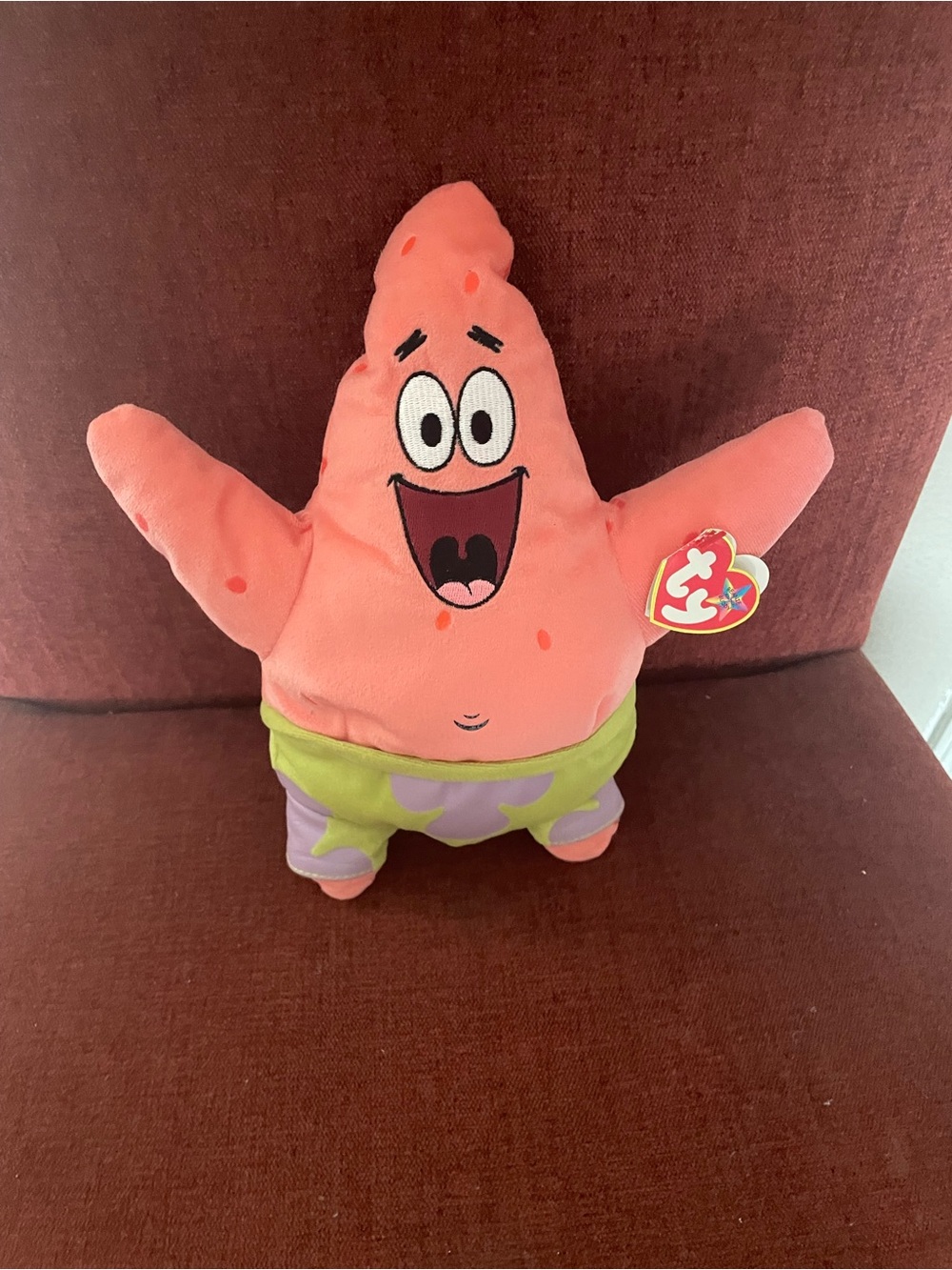 Ty Patrick Star Plush - Pink with Green & Purple Shorts